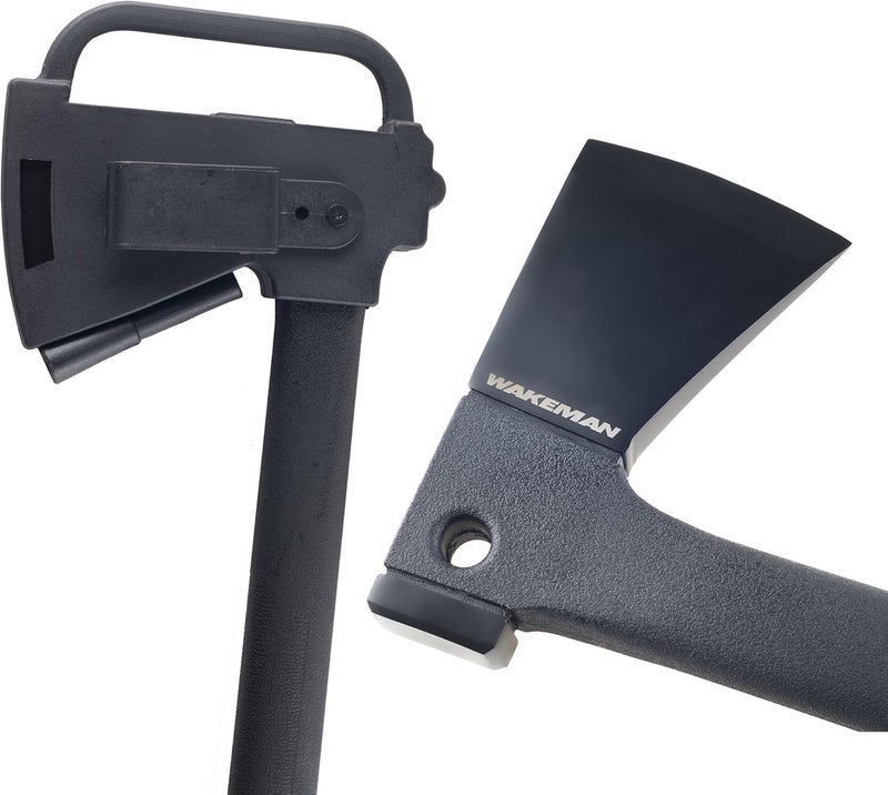 Wakeman Camping Hand Axe and Survival Gear - Lightweight Hatchet with Nested Serrated Wood Saw Knife and Magnesium Fire Starter Tool by (Black) - Image 3